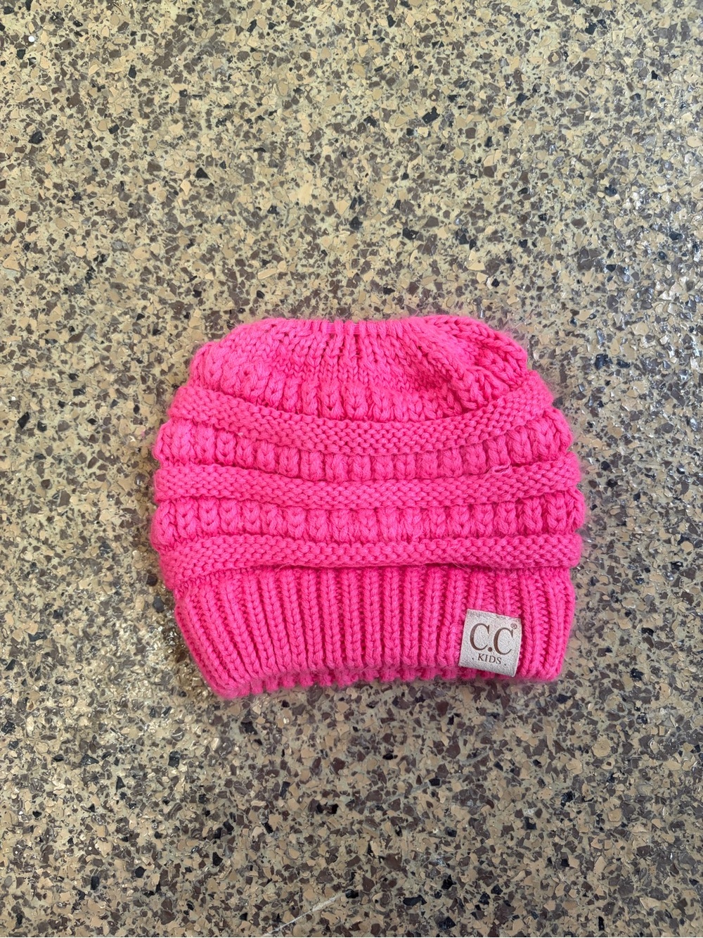 C.C Kids Bright Pink Cable Knit Hat